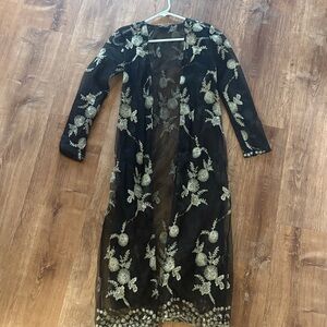Fashion Nova Black Floral Long Jacket